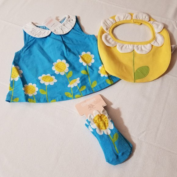 Gymboree Daisy Giraffe 0-3 Month Shirt, socks & Bib NWT - Picture 2 of 6